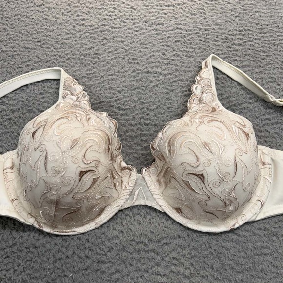 Playtex Bra 40C  4513  Demi Lace Sexy White Every day Embroidered Embellished - Picture 1 of 8